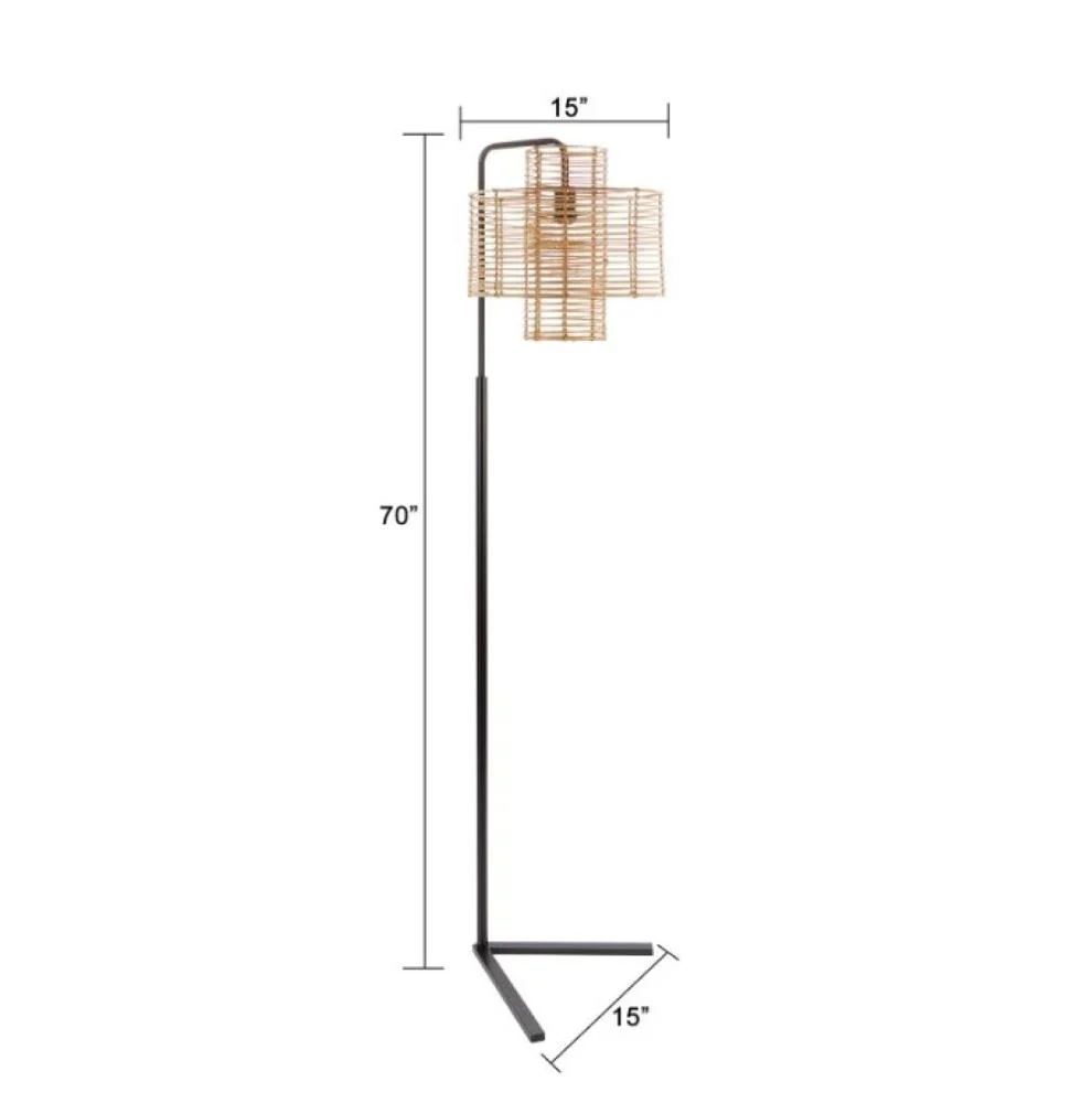 70" Hangover Floor Lamp with Woven Rattan Shade - Image 4