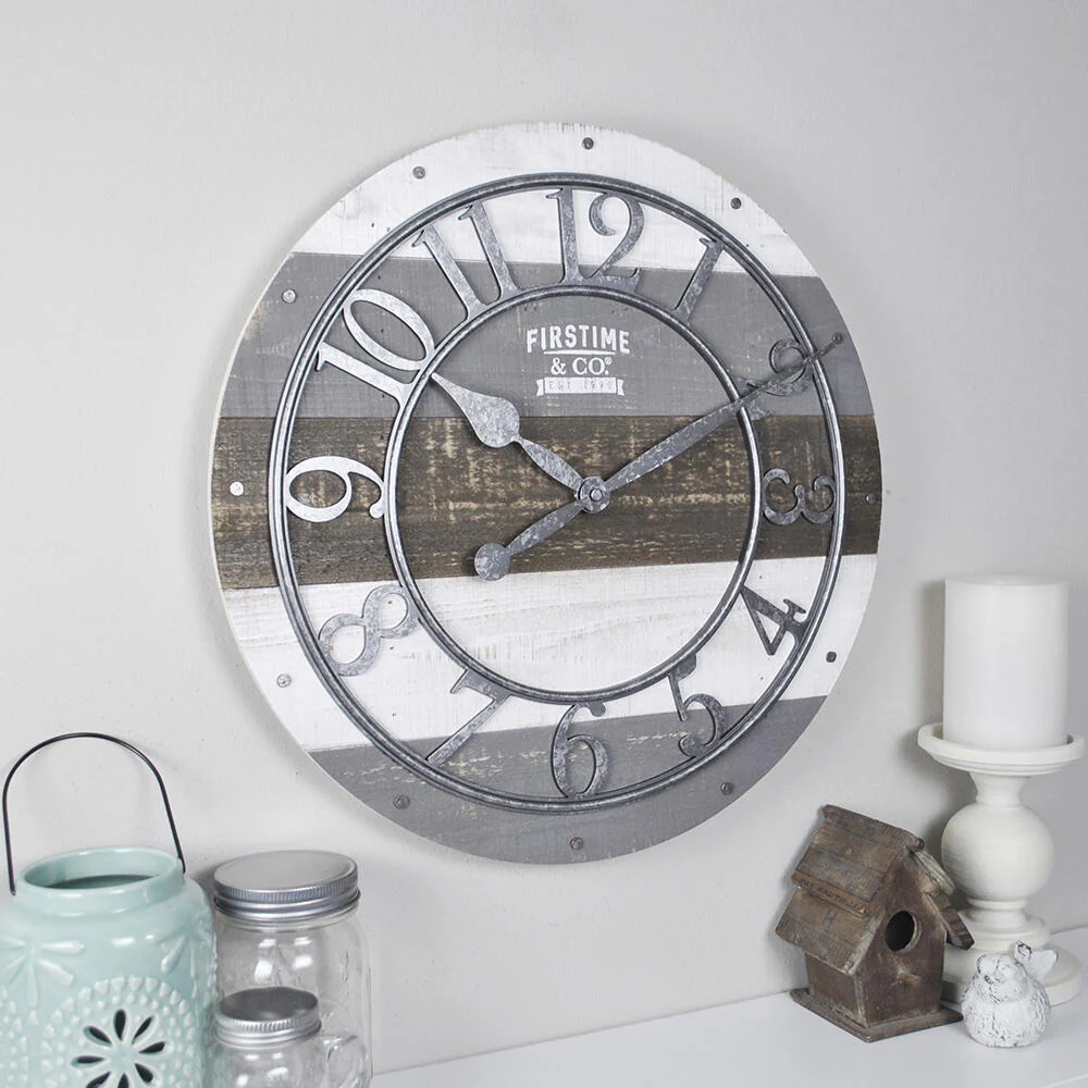 FirsTime & Co. Shabby Wood 16″ Wall Clock - Image 2