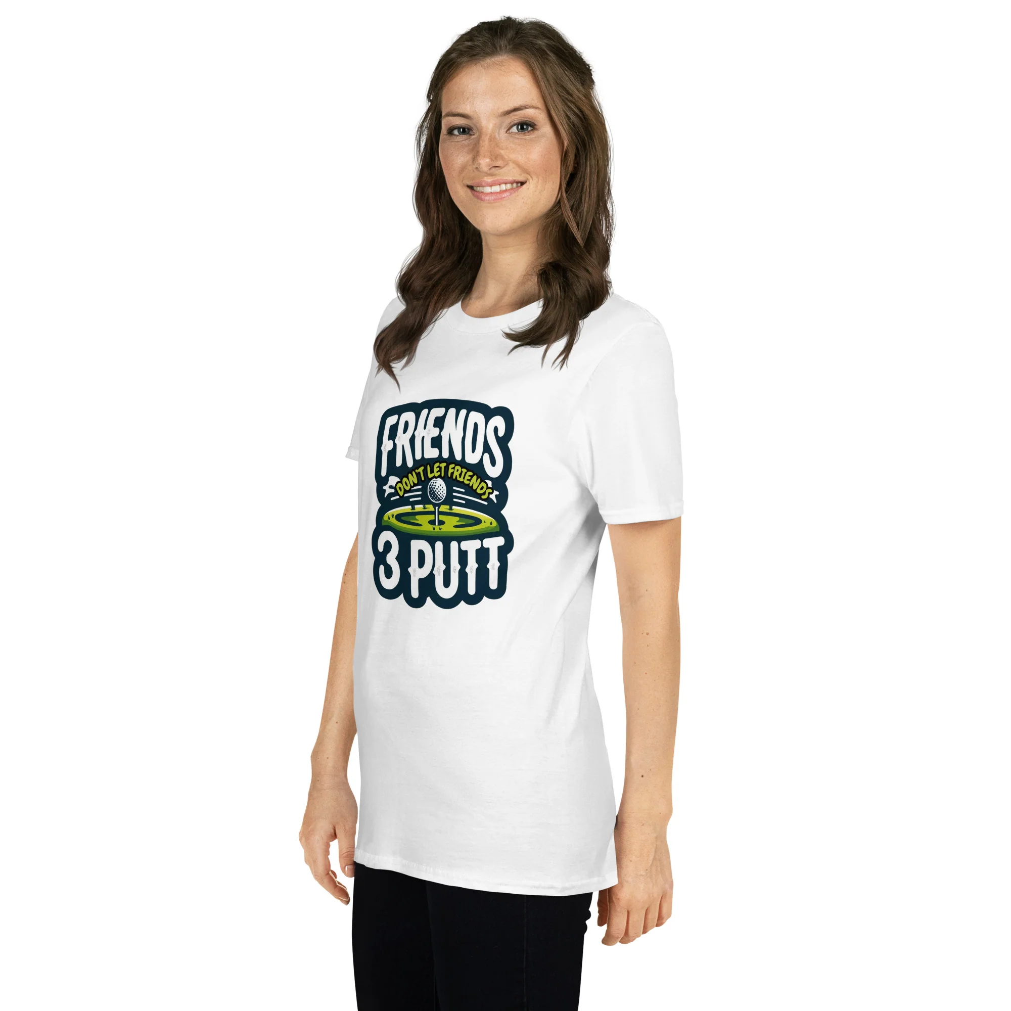 Friends Don't Let Friends 3 Putt Funny Golf Graphic Short-Sleeve Unisex T-Shirt - Image 30