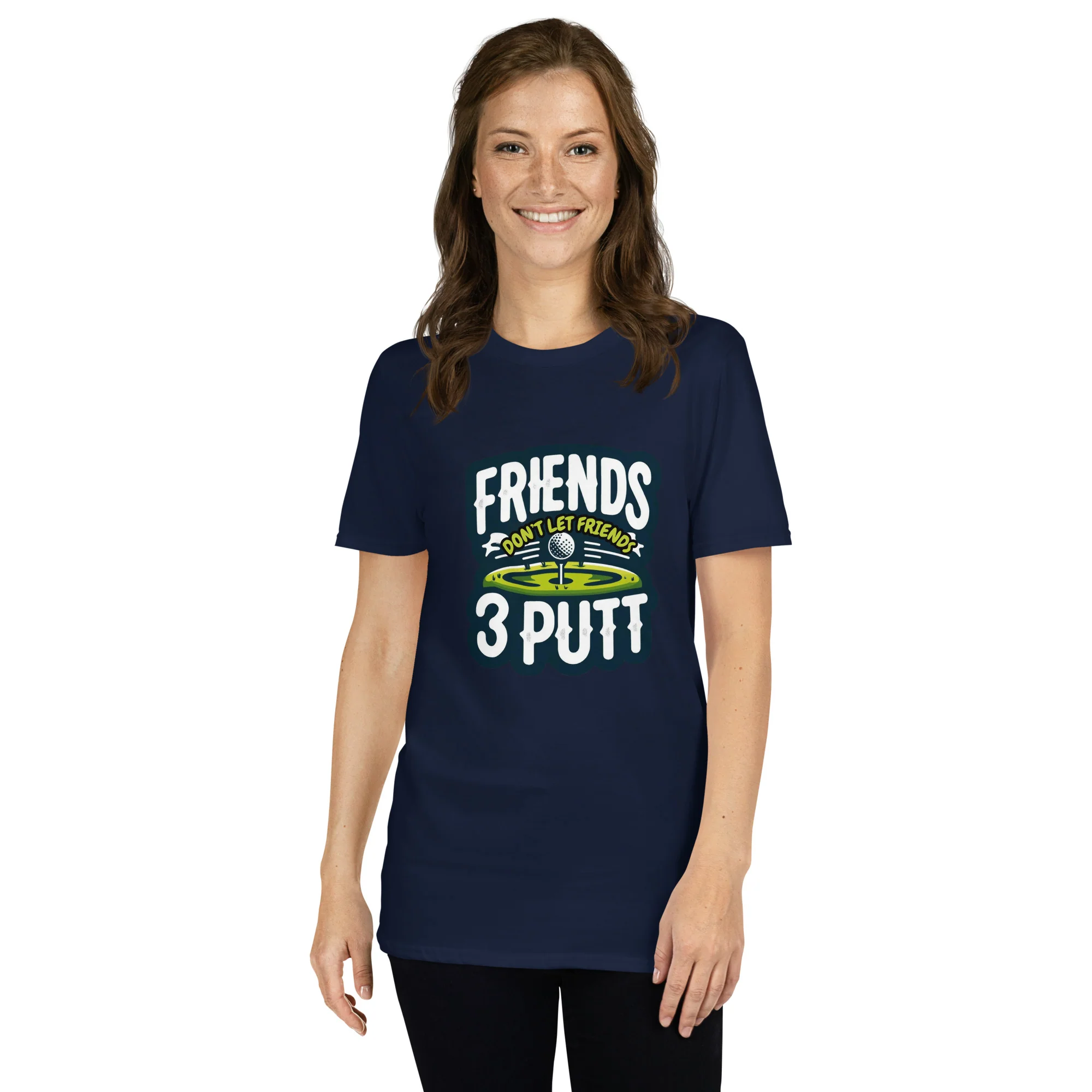 Friends Don't Let Friends 3 Putt Funny Golf Graphic Short-Sleeve Unisex T-Shirt - Image 9