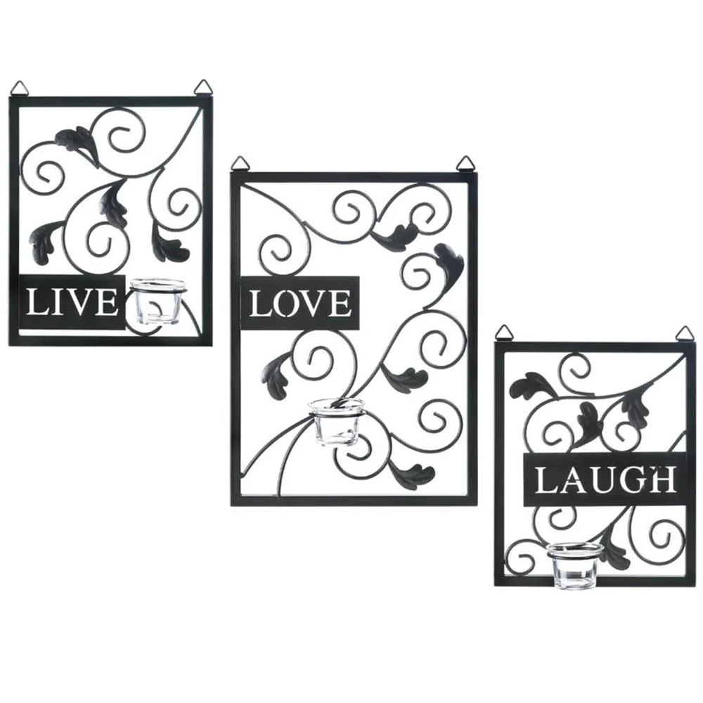 Home Decorative Live Laugh Love Candle Sconce Set