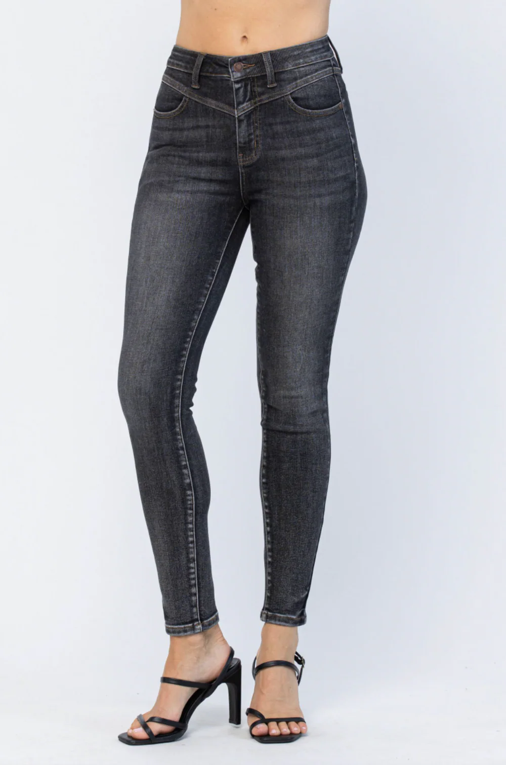 Judy Blue High Waist Vintage Black Yoke Skinny Jeans 88287
