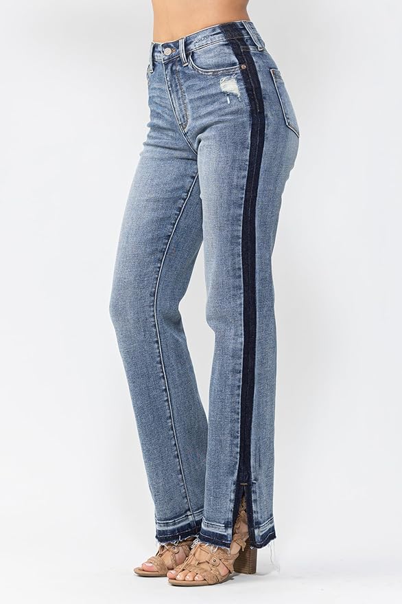 Judy Blue High Waist Side Seam Detail Straight Jeans 88641 - Image 4