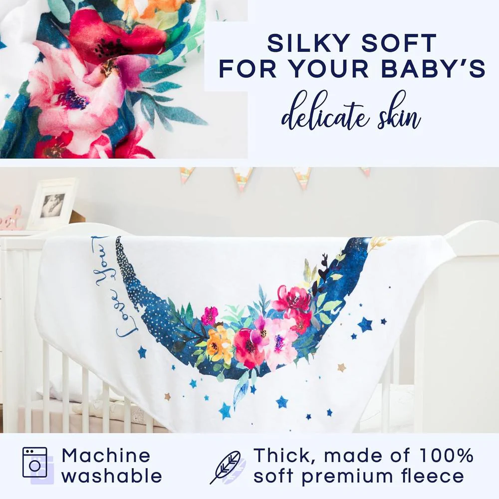 Luka&Lily Monthly Milestone Floral Moon Blanket - Image 2