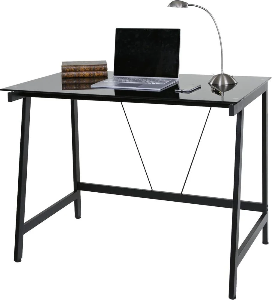 OneSpace Contemporary Black Glass Writing Desk