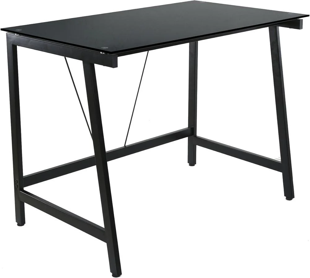 OneSpace Contemporary Black Glass Writing Desk - Image 2