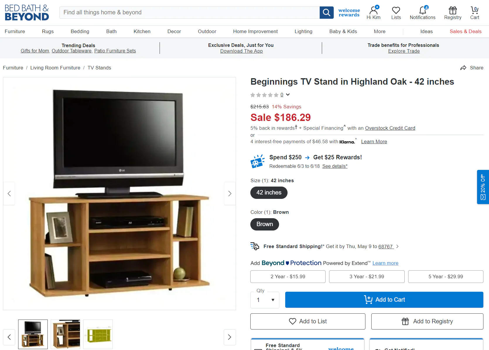 Sauder Beginnings Highland Oak TV Stand - Image 3