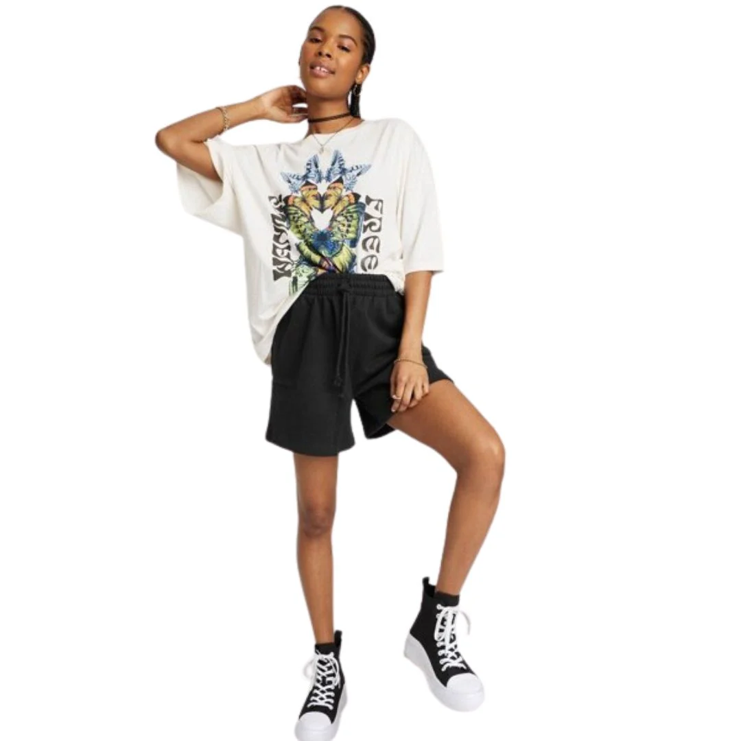 Wild Fable Women’s High-Rise Fleece Bermuda Shorts – Black XS